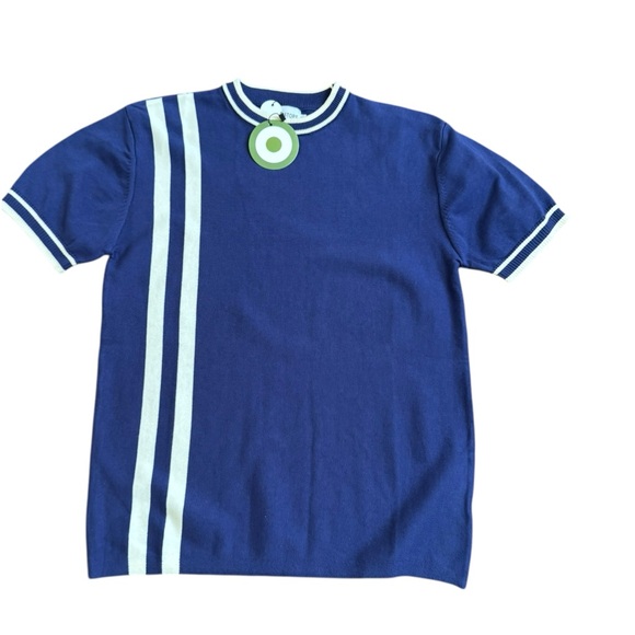 OXKNIT Store Striped Short Sleeve Sweater Mens size Medium 1970 Mod Vintage - Picture 2 of 5